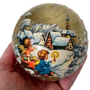 Vintage Christmas Paper Mache Candy Container West Germany Ornament Collectible